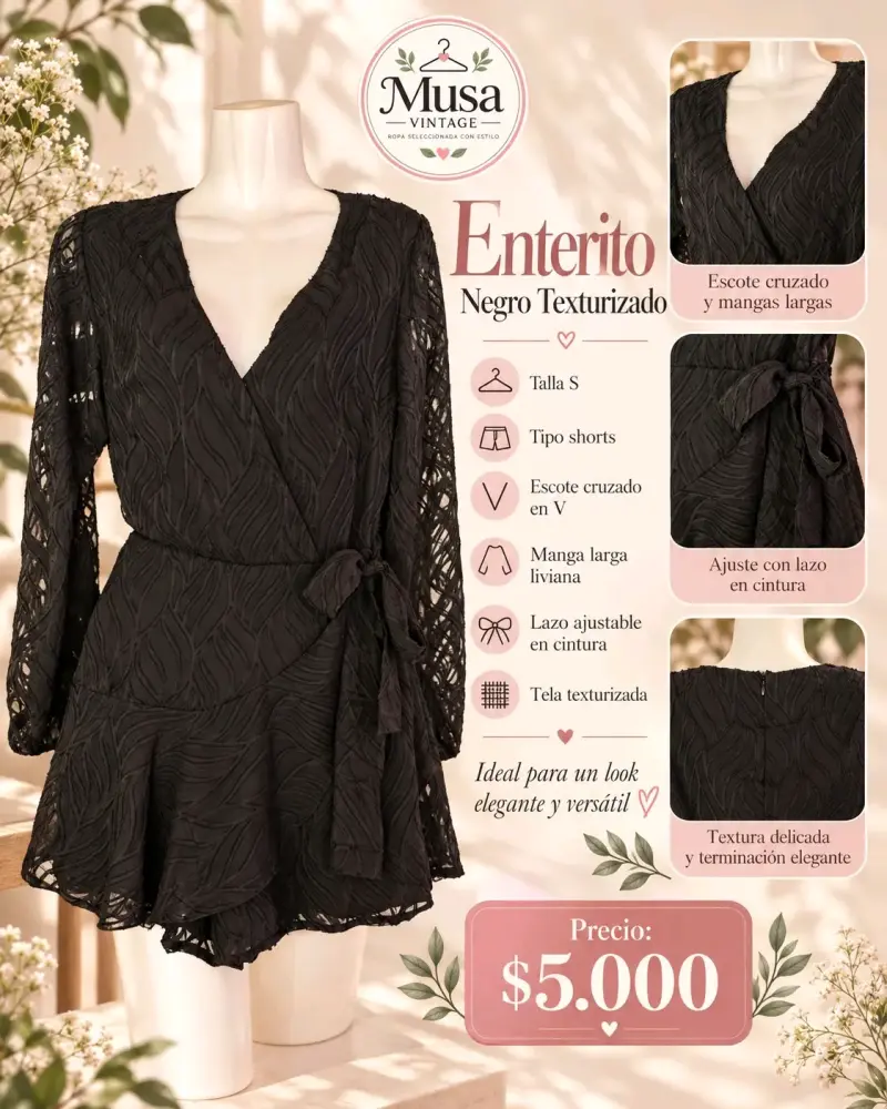 Vestido vintage con estampado tropical talla S/M - 3