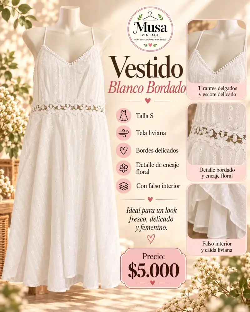 Vestido vintage con estampado tropical talla S/M - 4