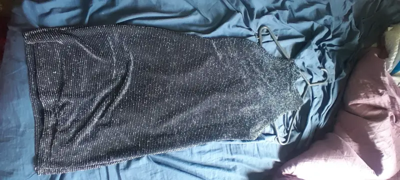 Vestido sin mangas con brillo negro elasticado - 2