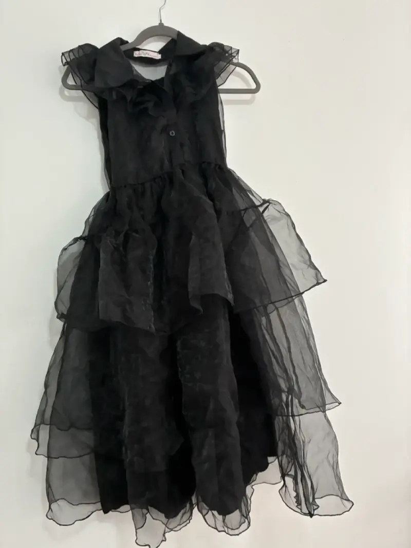 Disfraz Merlina de niña negro - 1