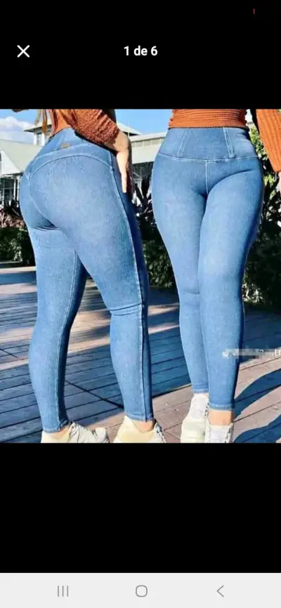 Jeans ajustados de mujer azul - miniatura 1