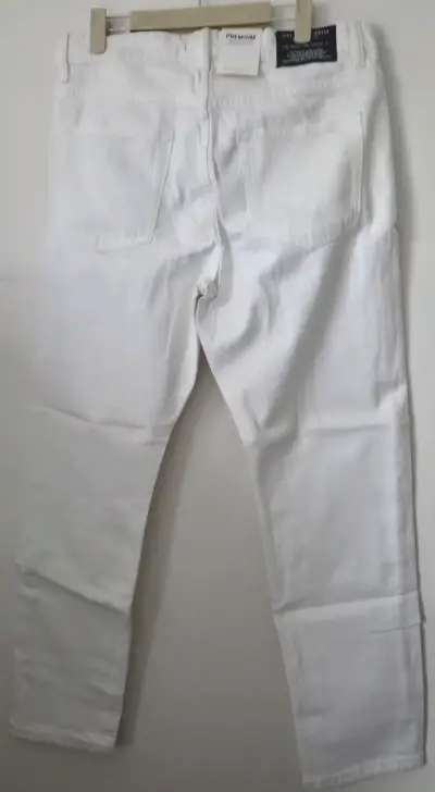 Pantalones blancos de mezclilla Zara Premium - miniatura 3