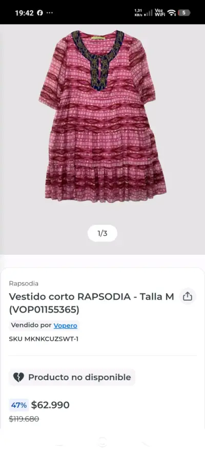 Vestido corto Rapsodia rosa con bordado - miniatura 4