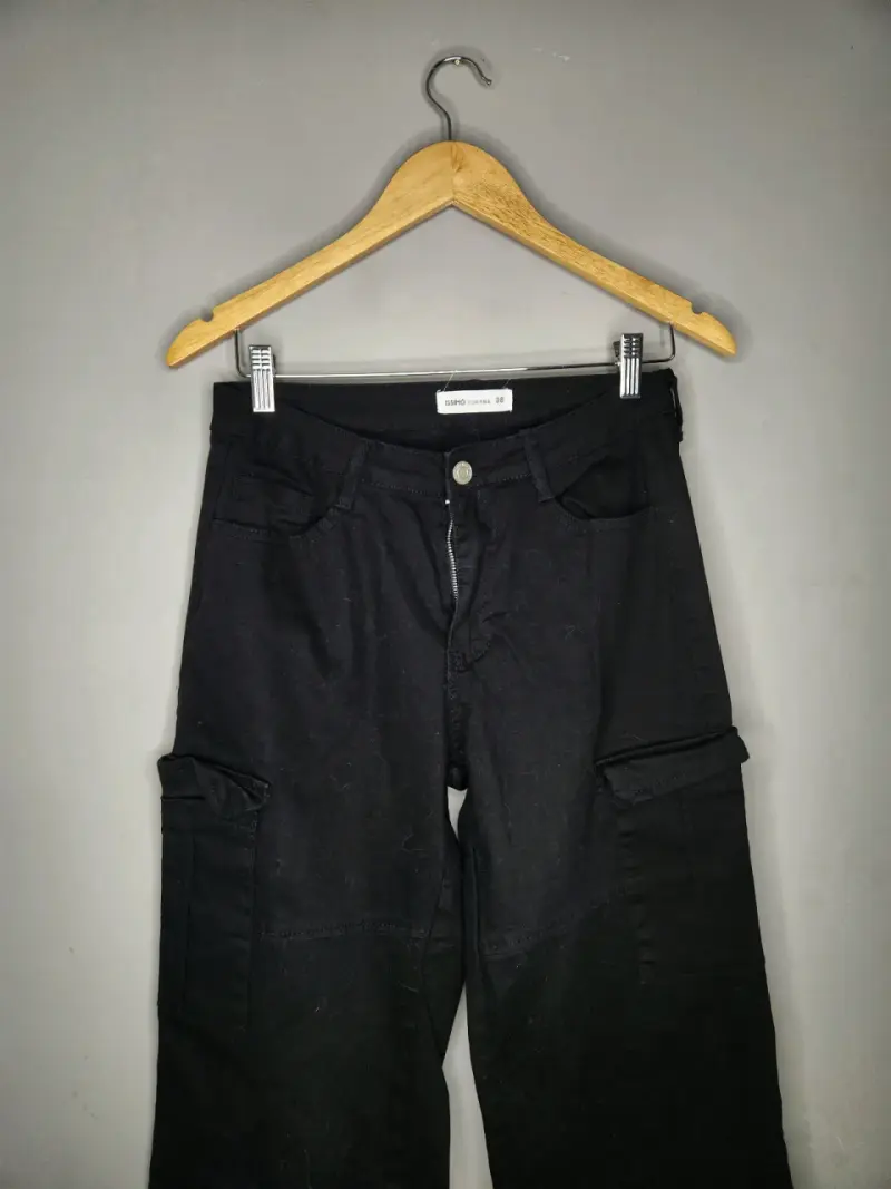 Pantalones cargo negros para mujer talla 38 - 1