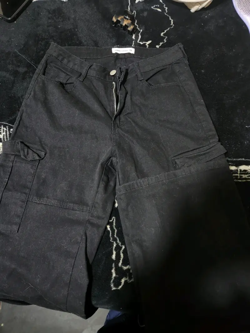 Pantalones cargo negros para mujer talla 38 - 2