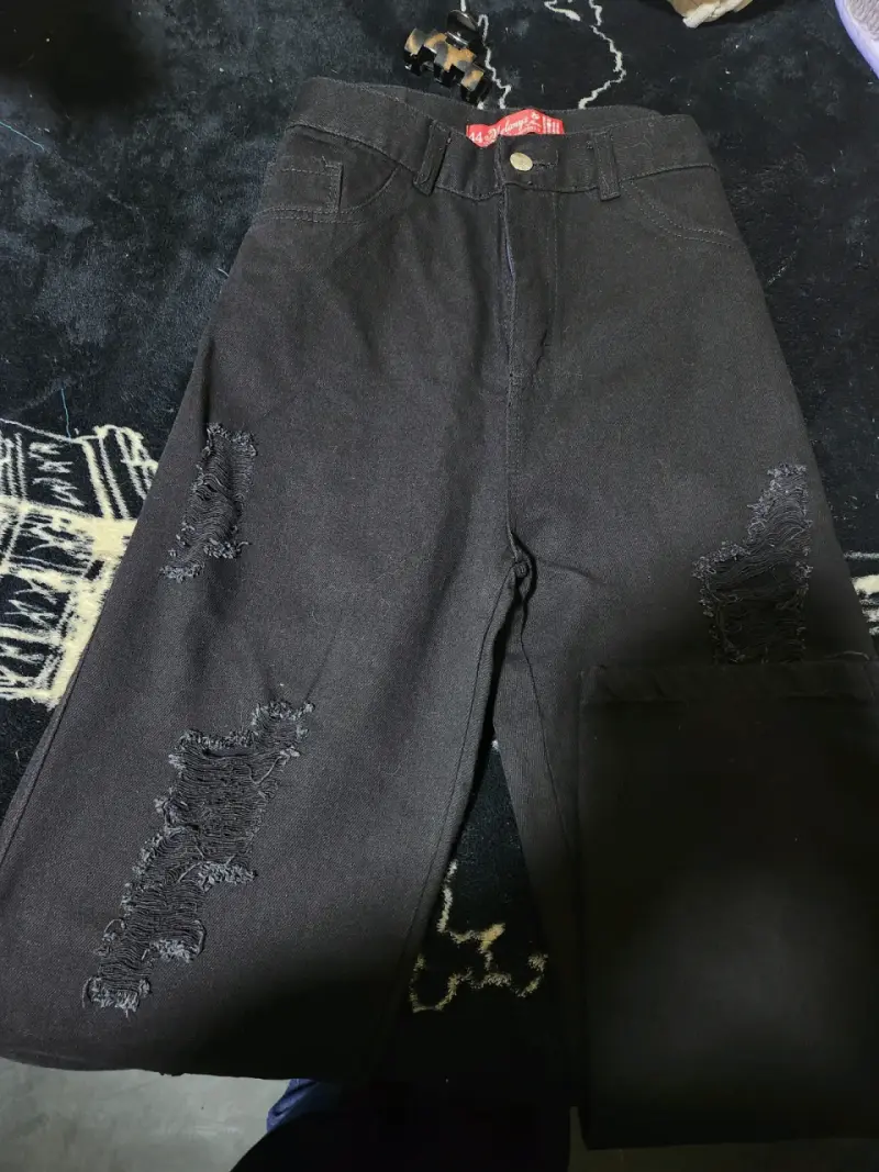 Jeans negros desgastados para mujer talla 44 - 2