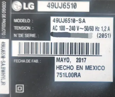 Partes de TV LG 49UJ6510 para reparación - miniatura 1