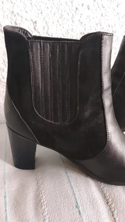 Botines de cuero negro con tacón GACEL - miniatura 2