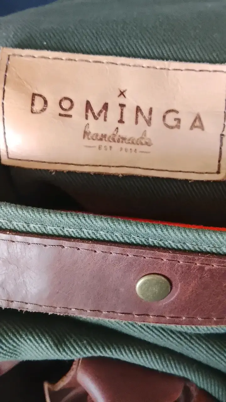 Mochila de lona y cuero con cierre metálico - 5