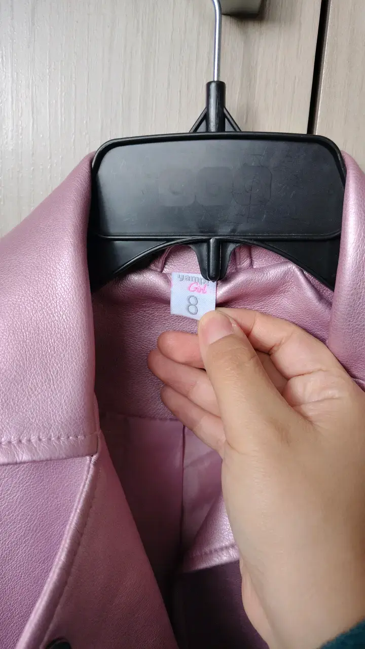 Chaqueta de cuero sintético rosa para niña - 2