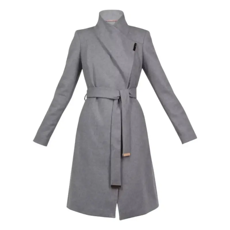 Abrigo Gris Talla S gris con cinturón para mujer - 1