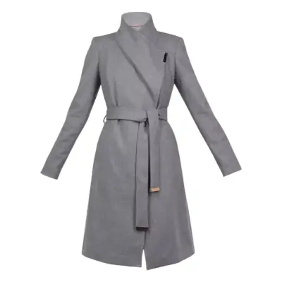 Abrigo Gris Talla S gris con cinturón para mujer - miniatura 1