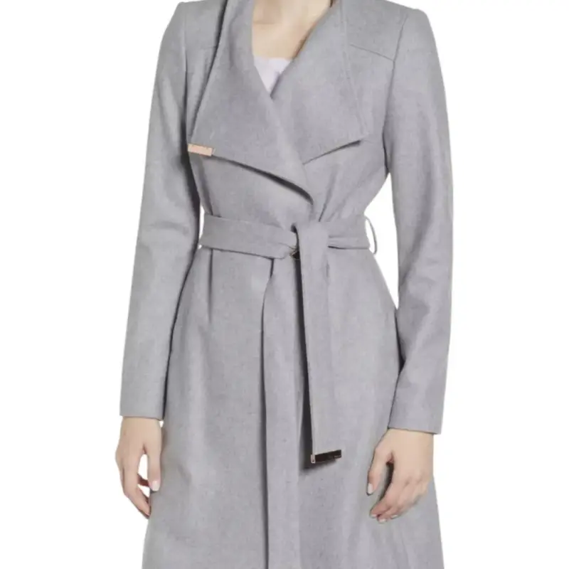 Abrigo Gris Talla S gris con cinturón para mujer - 2