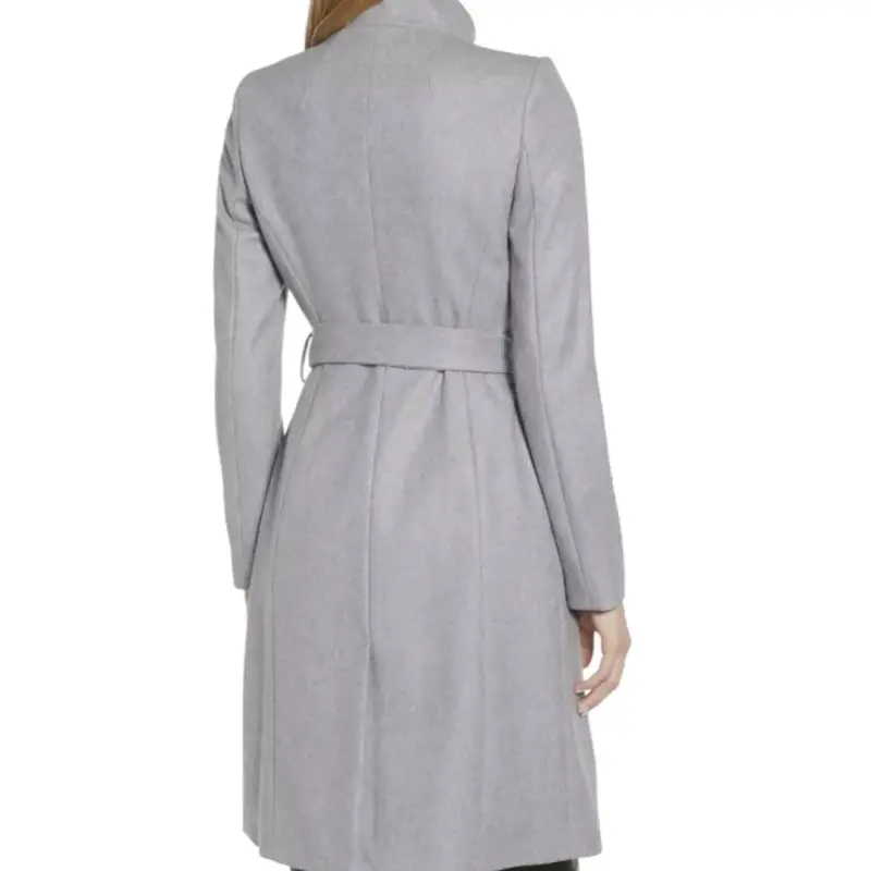 Abrigo Gris Talla S gris con cinturón para mujer - 3