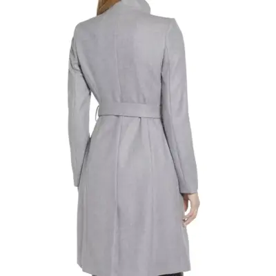 Abrigo Gris Talla S gris con cinturón para mujer - miniatura 3