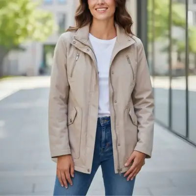 Parka Opposite beige Talla S mujer con cierre - miniatura 5