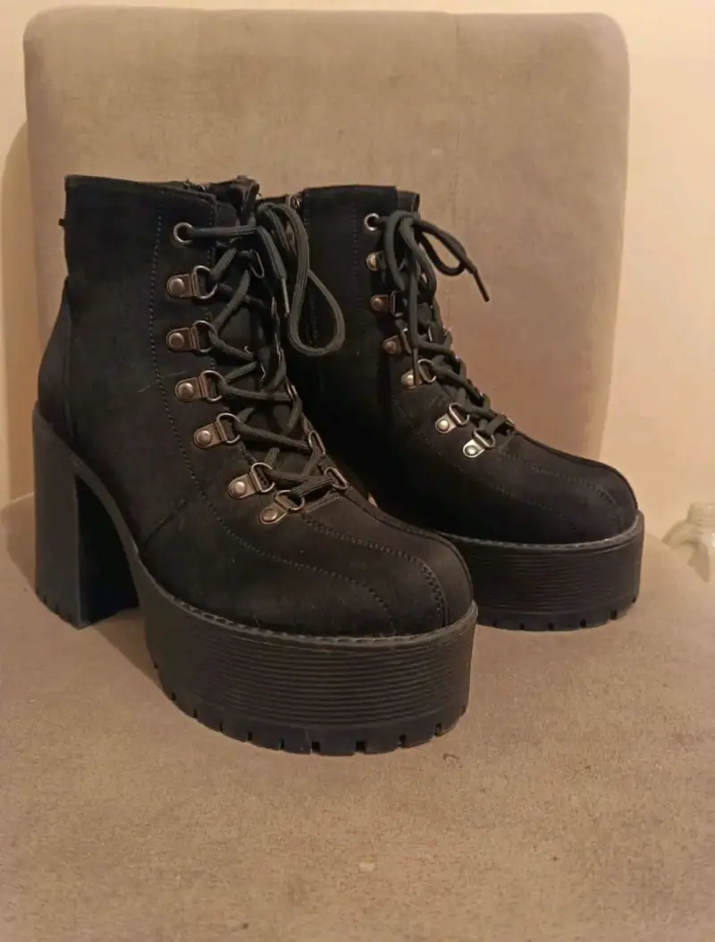 Botines de plataforma negros con cordones - 3