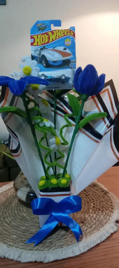 Ramo Decorativo de Girasoles limpia Pipas de Tela - miniatura 2
