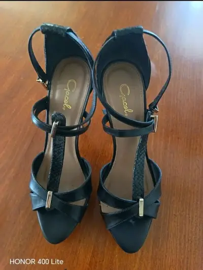 Sandalias de tacón alto negras para mujer - miniatura 3