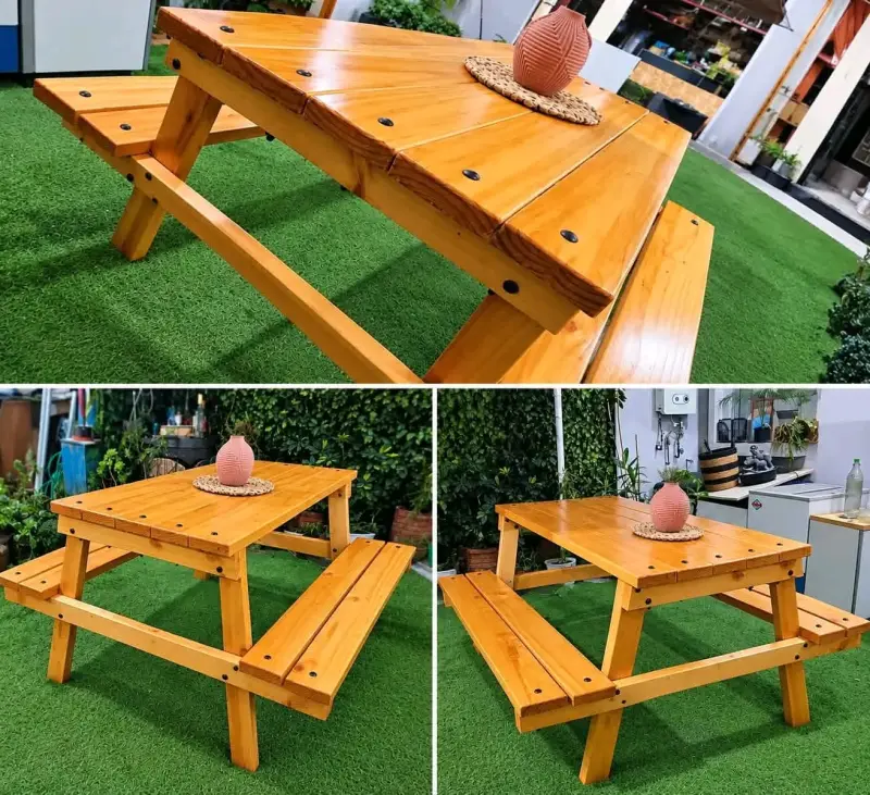 Mesa de picnic de madera para jardín