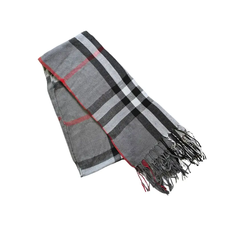 Bufanda Cuadros Check Gris Mujer - 2