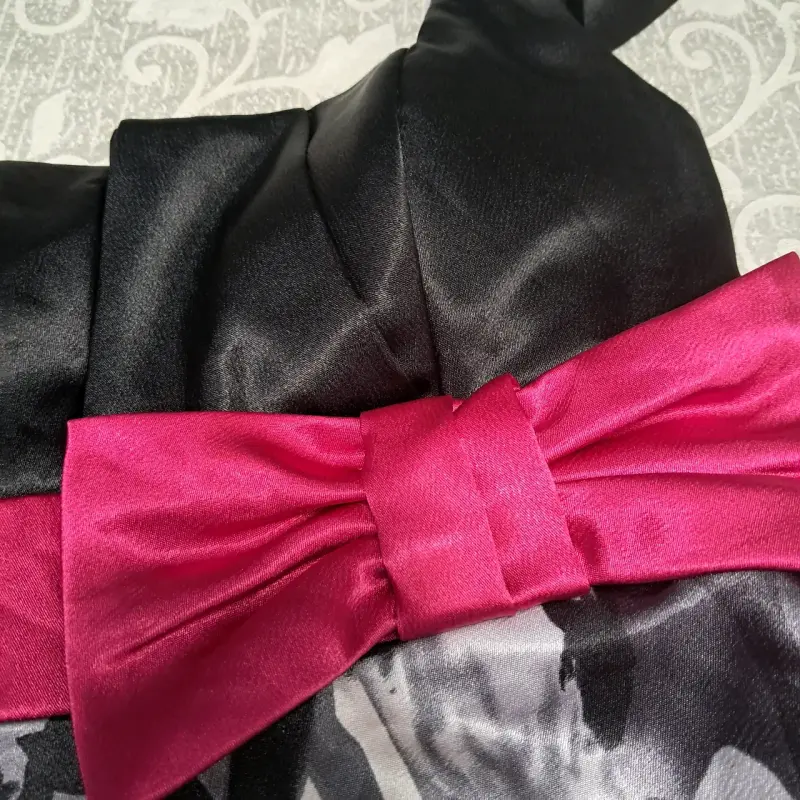 Vestido de fiesta corto con lazo fucsia - 5