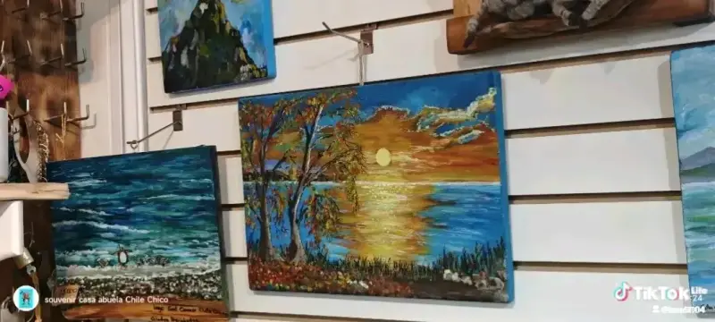 Cuadro Pintura Paisaje Atardecer en Lienzo
