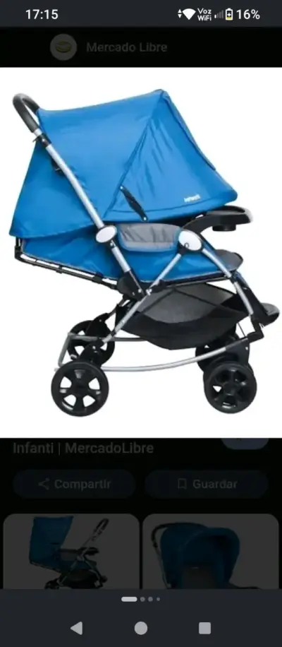 Coche de bebé azul Infanti plegable - miniatura 1