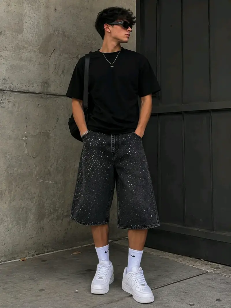 Shorts gris con brillitos - 2