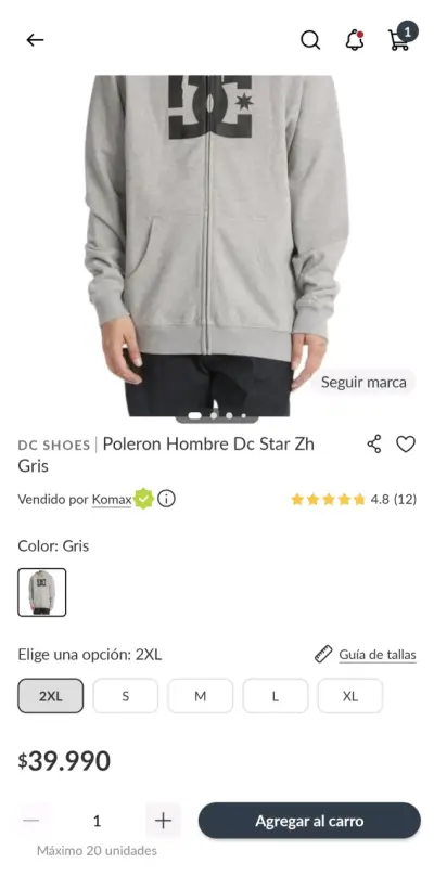 Polerón con capucha gris DC Shoes talla XXL - miniatura 6