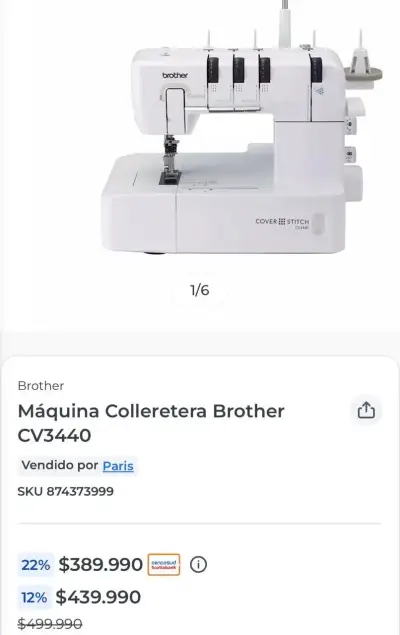 Máquina Collaretera Brother CV3440 con Accesorios - miniatura 3