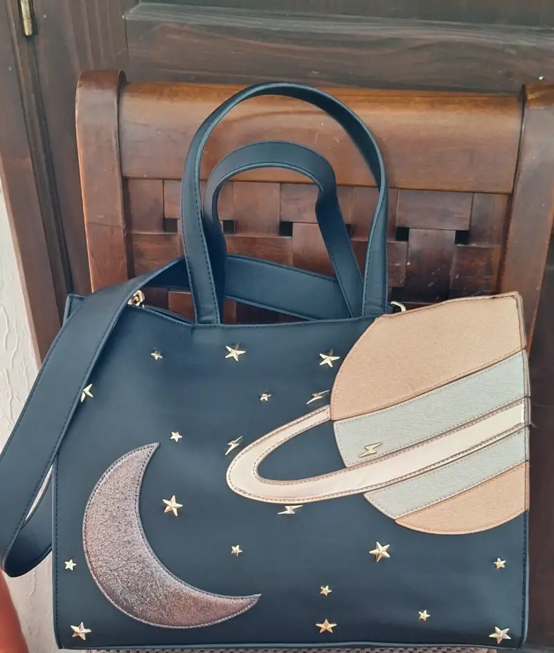 Bolso de cuero sintético con lentejuelas y diseño planetario - 2