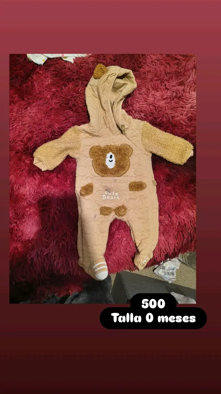 Enterito de bebé con diseño de oso talla 0 meses