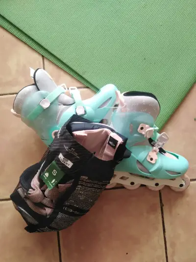 Patines en línea ajustables para niños color turquesa - miniatura 2