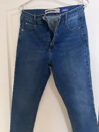 Jeans azul de tiro alto Americano talla 40 - miniatura 1