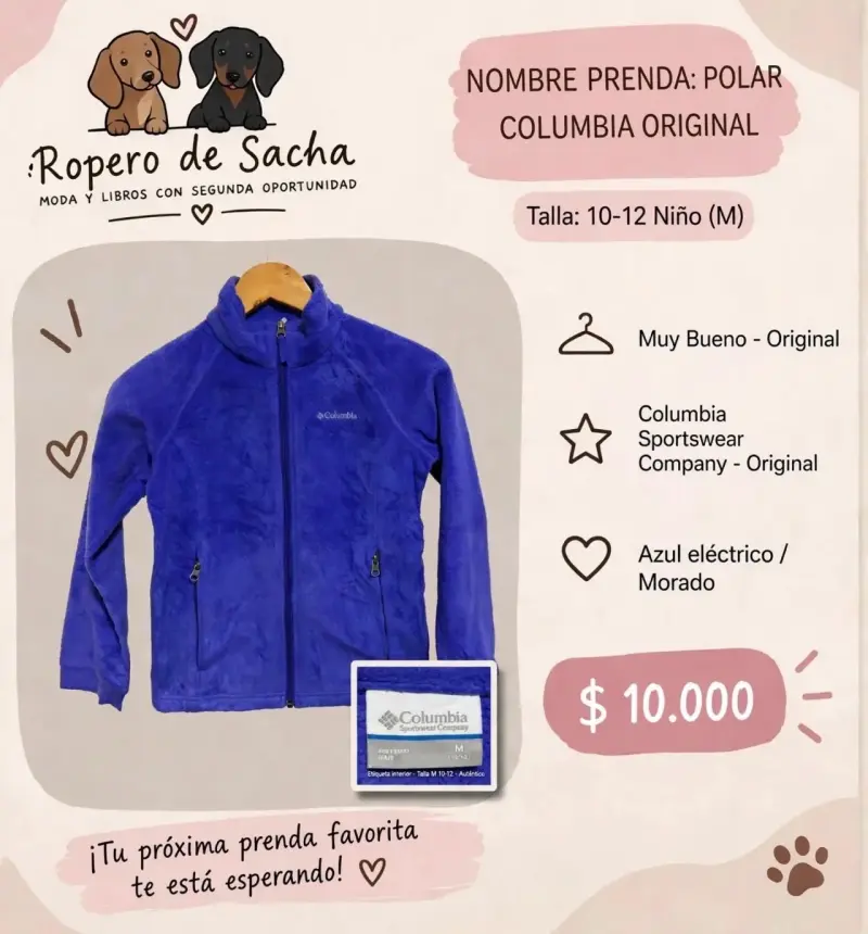 Polar Columbia original azul eléctrico para niño