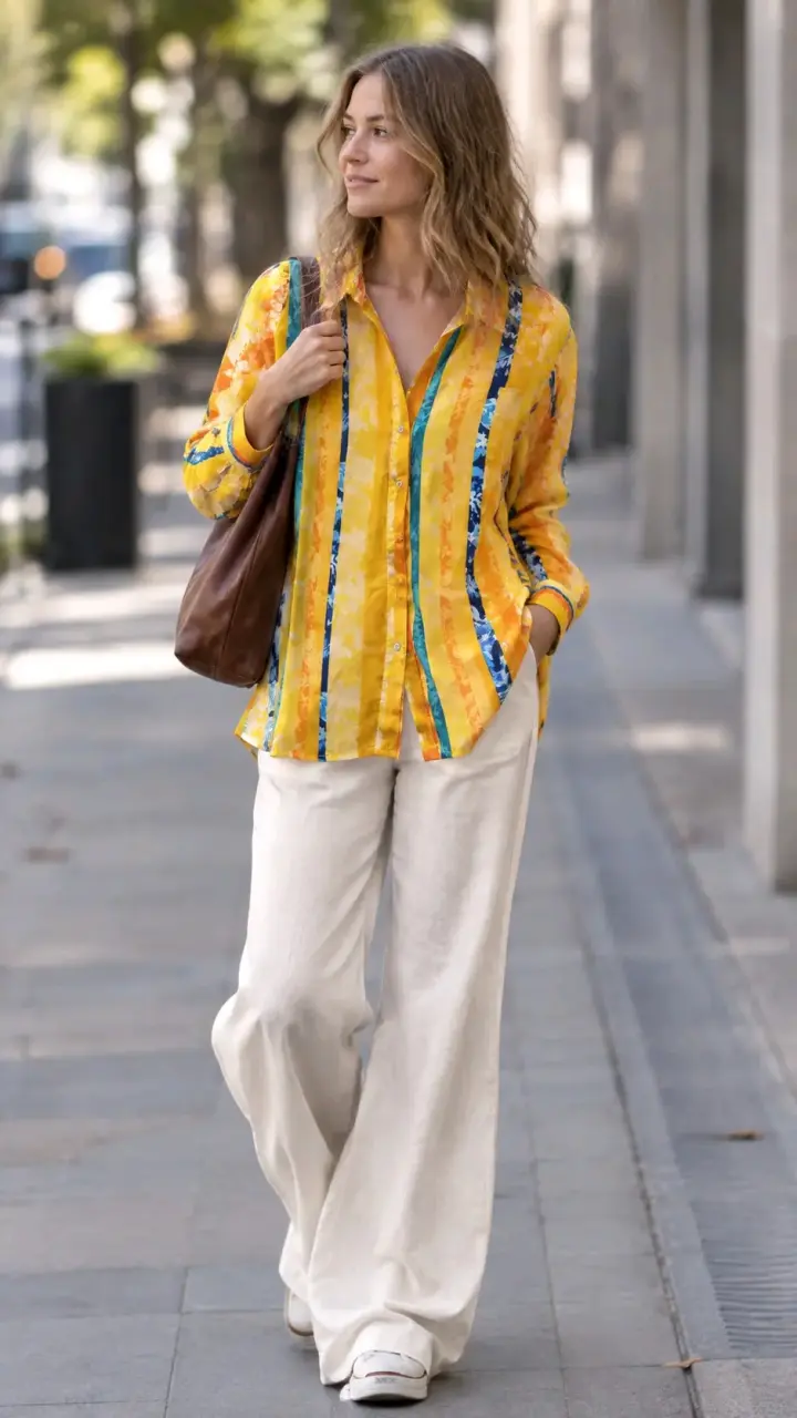 Blusa de mujer a rayas multicolor. - 2