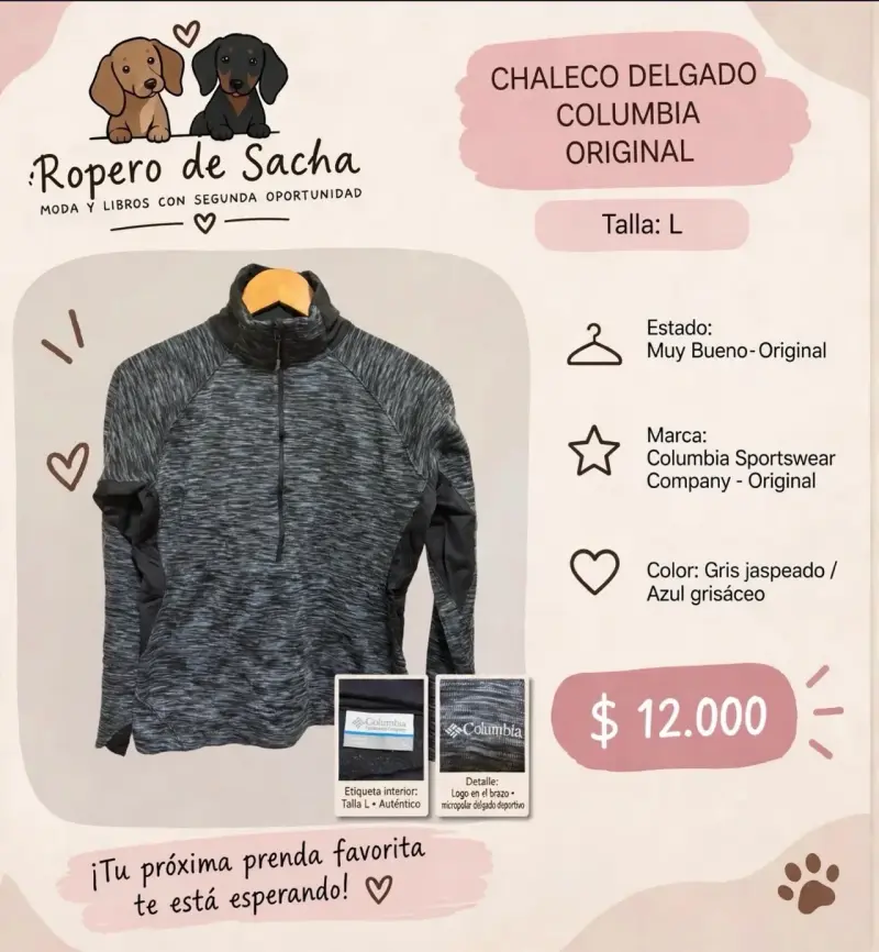Chaleco Delgado Columbia Original Gris Jaspeado