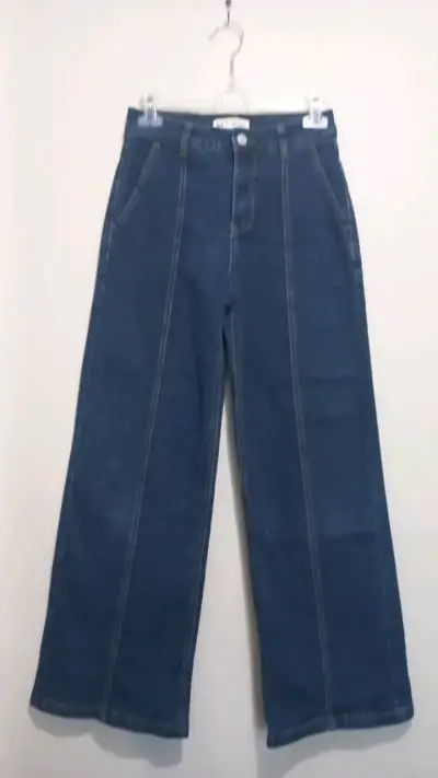 Jeans recto azul oscuro para niña - miniatura 1