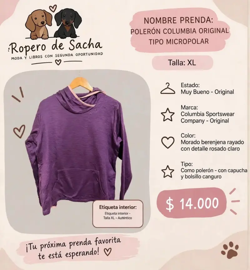Polerón Columbia morado berenjena XL
