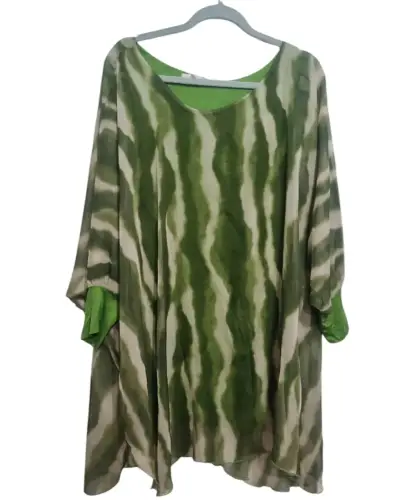 Vestido suelto verde con estampado tie-dye - miniatura 1