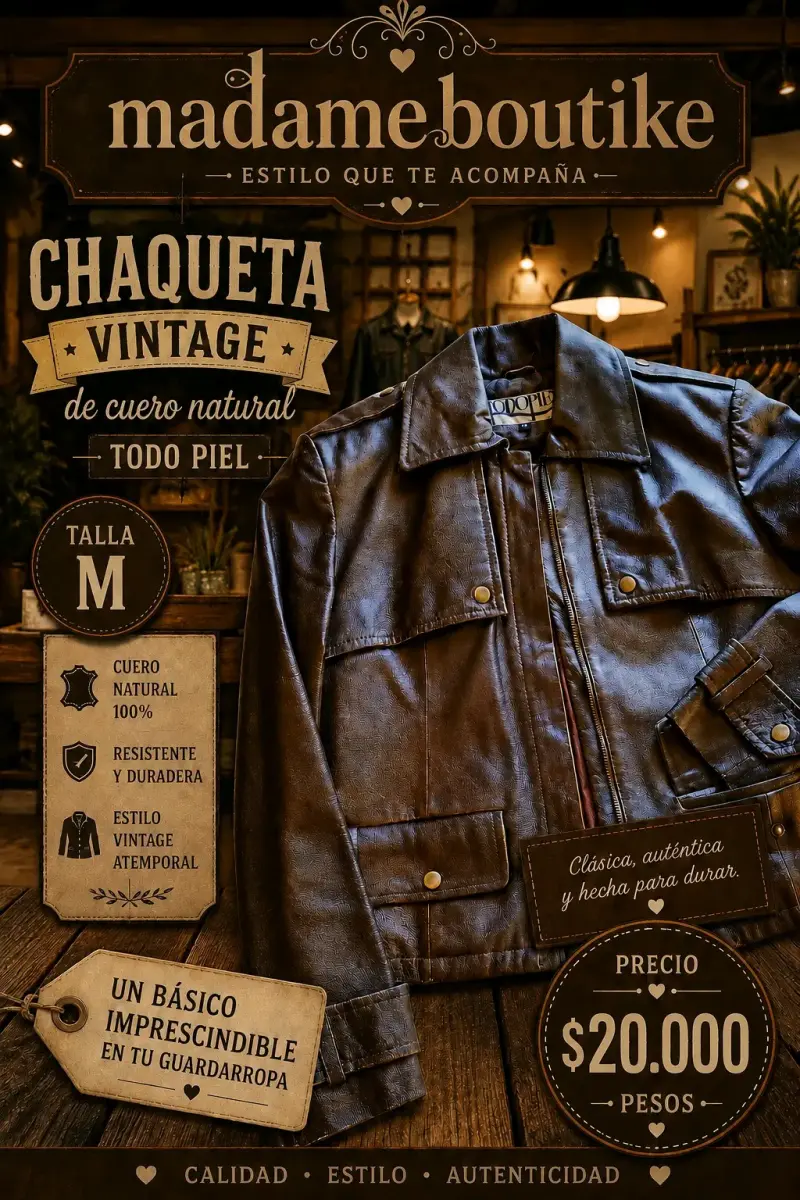 Chaqueta vintage de cuero natural todo piel