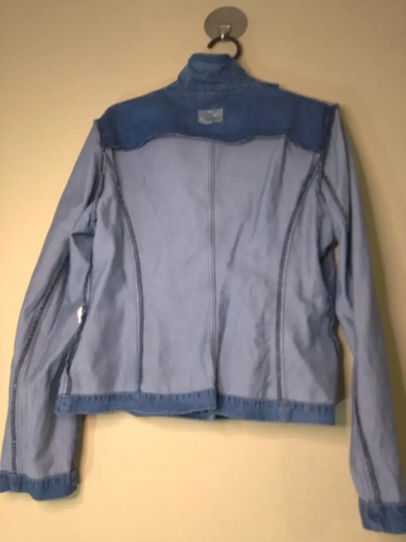 Chaqueta de mezclilla azul para mujer - 5