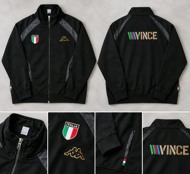 Chaqueta deportiva negra Italia Kappa
