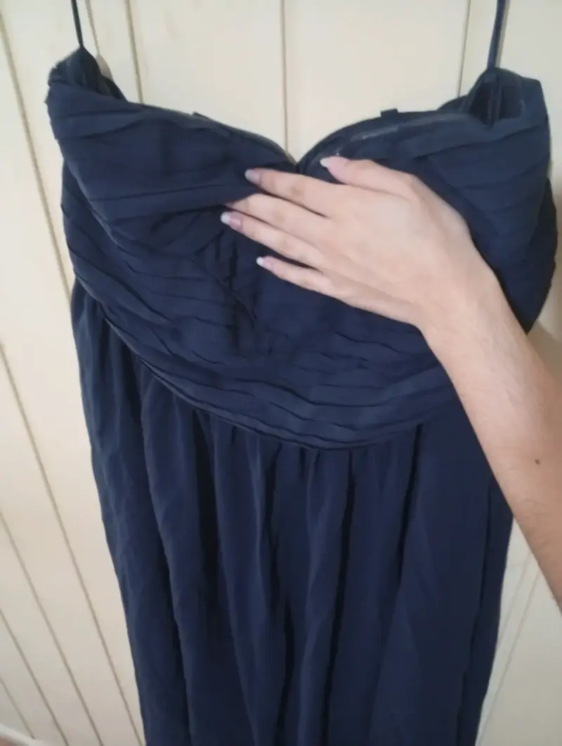 Vestido asimétrico strapless (M) - 1