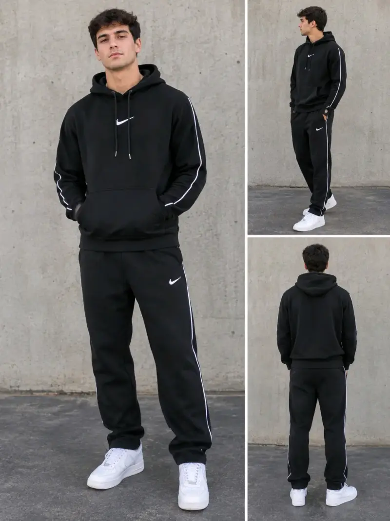 Conjunto deportivo negro de algodon
