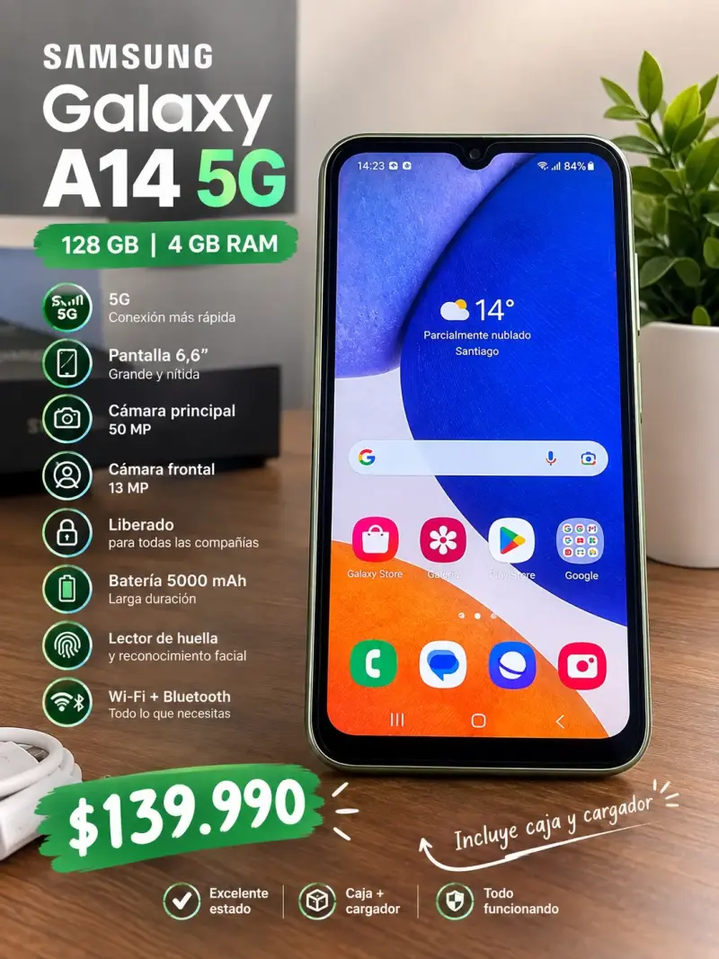 Samsung Galaxy A14 5G 128GB Verde con Caja - 1