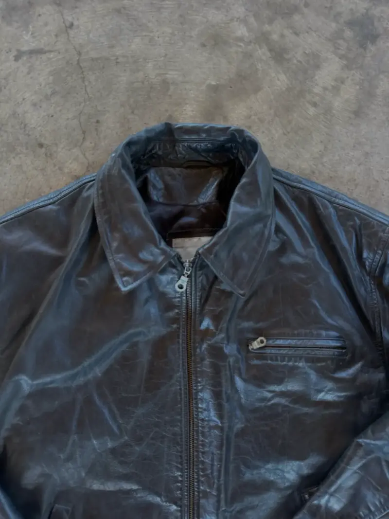Chaqueta de cuero negra para hombre - 4