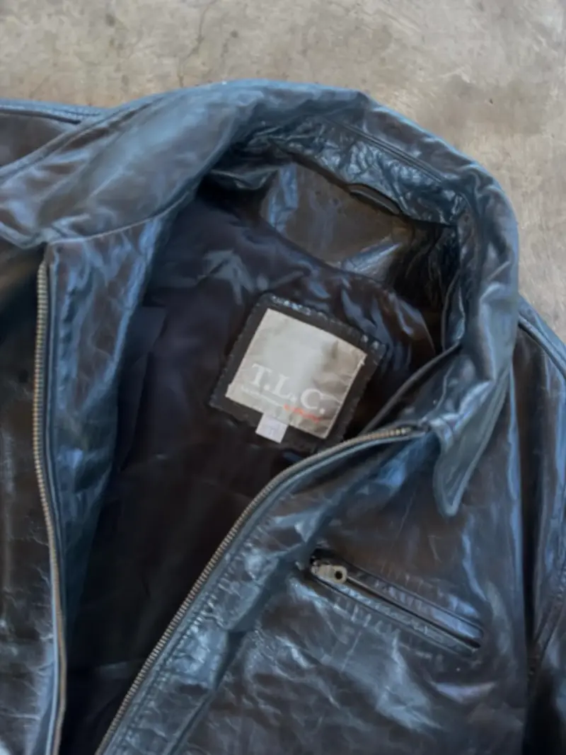 Chaqueta de cuero negra para hombre - 5