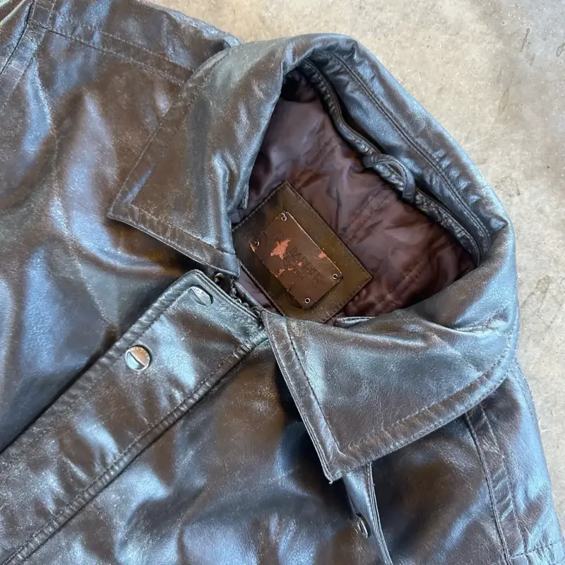 Chaqueta de cuerina vintage bomber de hombre - 5